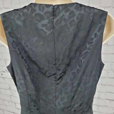 Jay Godfrey Black Leopard Sleeveless Stretch Lined Slit Knee Length Dress 10