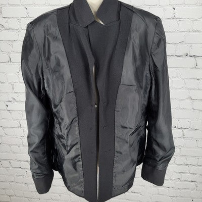 VTG Signature Larry Levine Black 3 Button Blazer Peak Formal Suit Jacket USA 10