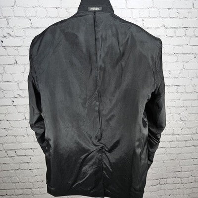 Towncraft Black Worsted Wool Blend 2 Button Vented Notch Blazer Sport Coat 46L