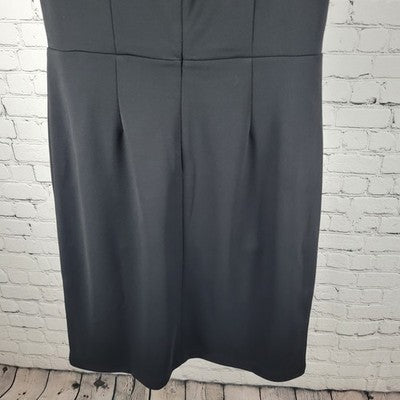 Ann Taylor Black Sleeveless Cowl Neck Lined Stretch Shift Dress Size 10
