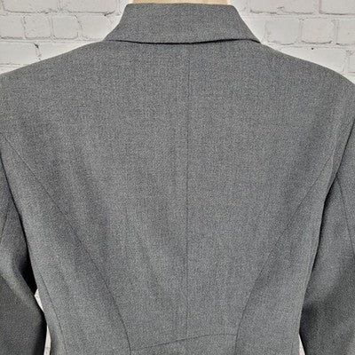 Ann Taylor Grey Stretch 1 Button Notch Faux Pockets Blazer Suit Jacket Size 2