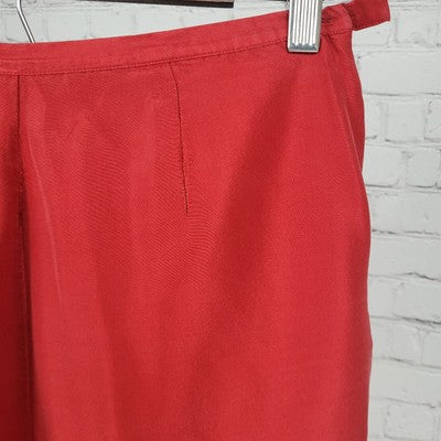 VTG Bice Red Silk High Rise Lined Lightweight Zip Closure Pants Size 10 (27x28)