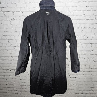 A.P.C. Rue Madame Paris Navy 100% Cotton Twill Button Lined Long Coat XS *bleach