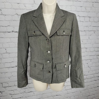 J.CREW Brown 100% Wool 4 Button Lined Notch Pockets Blazer Suit Jacket 2