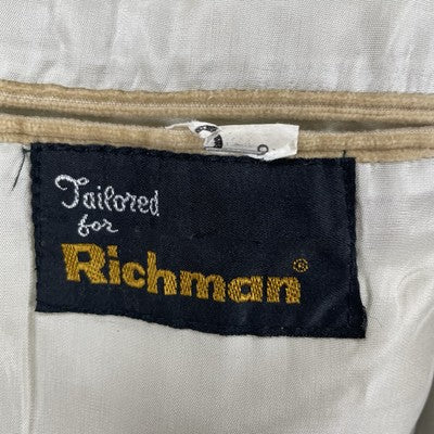 Richman Tan Corduroy 2 Button Vented Blazer Sport Coat Poland Made Size 46L