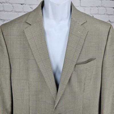 Michael Kors Beige Houndstooth 2 Button Vented Notch Blazer Sport Coat 42R