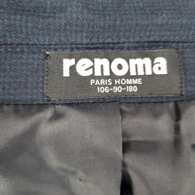 Renoma Paris Homme Navy Stretch Wool 2 Button Notch Lapel Blazer Sport Coat 40