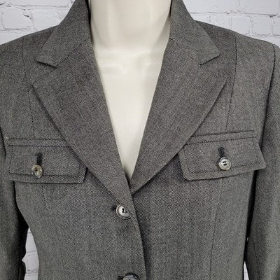 J.CREW Brown 100% Wool 4 Button Lined Notch Pockets Blazer Suit Jacket 2