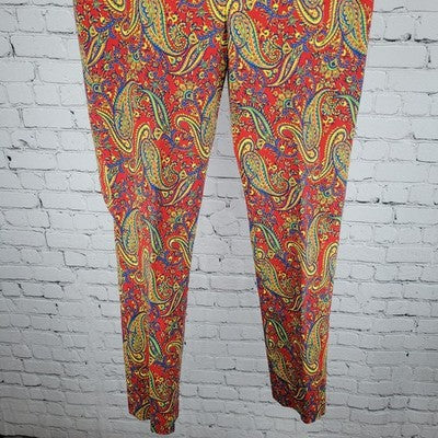 Lauren Ralph Lauren Multicolor Paisley Stretch Mid Rise Tapered Pants 8 (31x29)