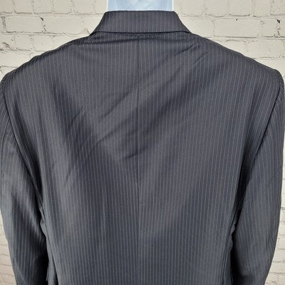 Hickey Freeman Dark Navy 100% Worsted Wool Blazer Sport Coat USA Made Size 42R