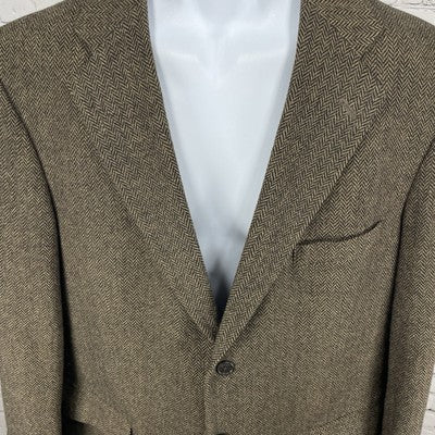 Towncraft Brown Lambswool Herringbone Tweed 2 Button Blazer Sport Coat Size 44R
