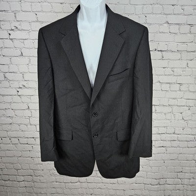 Evan Picone Black 100% Worsted Wool 2 Button Single Vented Blazer Sport Coat 42L