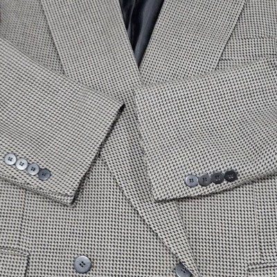 Albert Nipon Brown Black 100% Wool Double Breasted Peak Blazer Sport Coat 42R