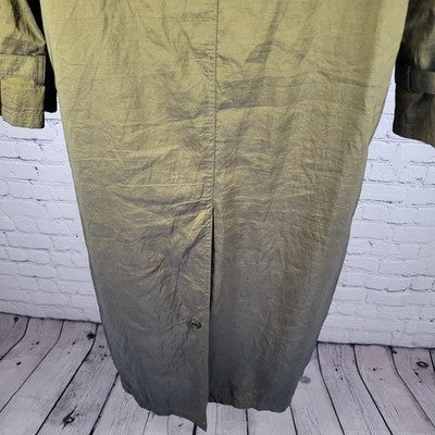 Jones New York Green Sheen Wool Lined Double Breasted Peacoat Trench Coat 8P
