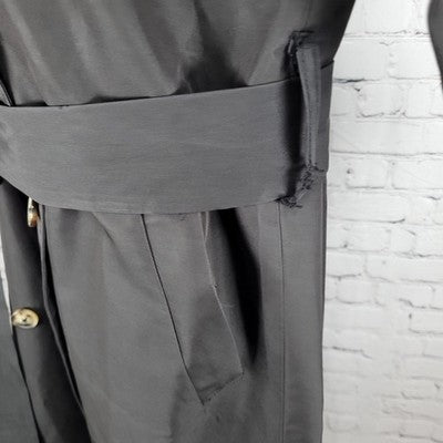 Caara Black Double Breasted Buttoned Belted Lightweight Trench Pea Coat Small S