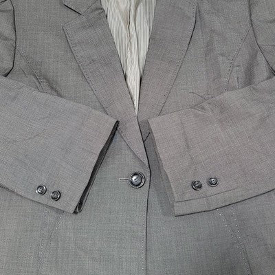 Tahari Grey One Button Puff Sleeve Stretch Notch Blazer Suit Jacket 18