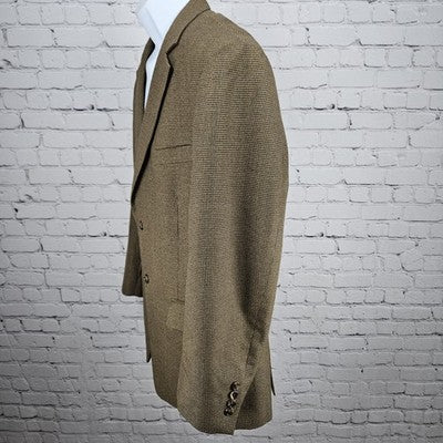 Izod Brown Houndstooth 2 Button Double Vented Notch Blazer Sport Coat 42R