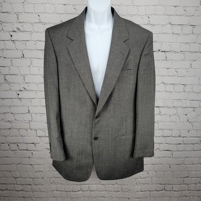Pierre Cardin Grey 2 Button Ventless Notch Blazer Sport Coat Suit Jacket USA 42L