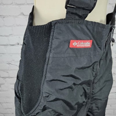 VTG Columbia Black Insulated Zip Snow Ski Winter Bib Pants Medium (28x28) *tear