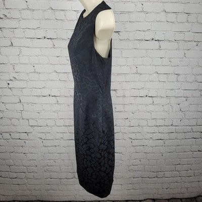 Jay Godfrey Black Leopard Sleeveless Stretch Lined Slit Knee Length Dress 10