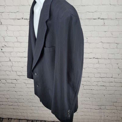 VTG Evan Picone Blue Wool Pinstriped 2 Button Blazer Sport Coat USA Made Size 44