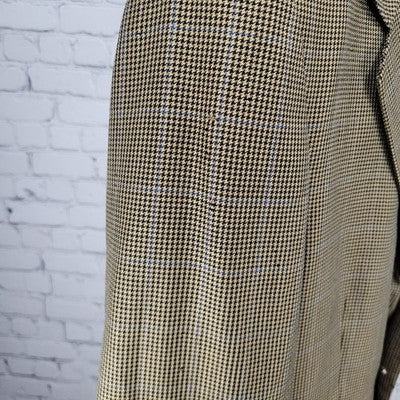 VTG Harold Powell Black Tan Houndstooth 3 Button Notch Blazer Sport Coat USA 42R