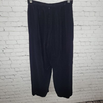 VTG Liz Claiborne Black Velvet High Rise Wide Leg Pants USA Made Size 12 (28x28)