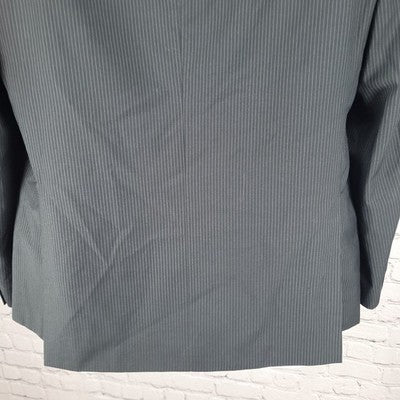 Billy London Black Pinstriped 2 Button Double Notch Blazer Sport Coat Size 42S