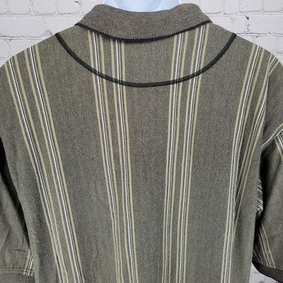 Corpus Christi Country Club Black Tan Striped Short Sleeve Golf Polo Shirt XXL