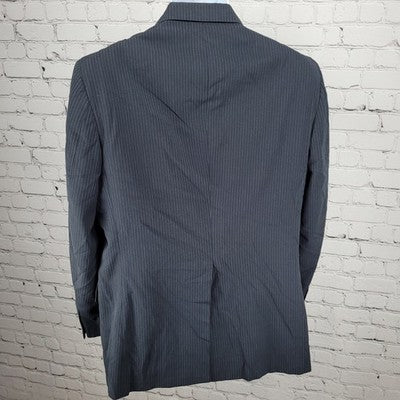 VTG Beall Park Navy Pinstriped 2 Button Vented Notch Blazer Sport Coat USA 42