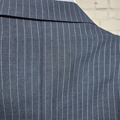 VTG Barney's Monte Cristo DeLuxe Navy Pinstriped Notch Blazer Sport Coat USA 38
