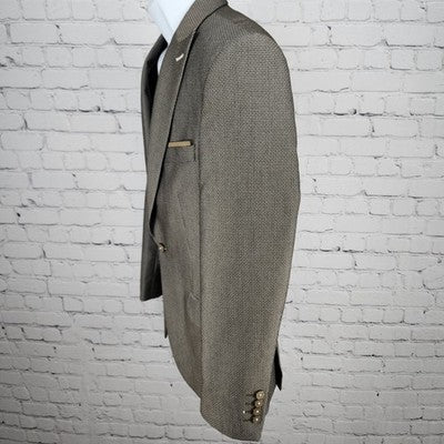 Owen Men’s Brown 1 Button Double Vented Peak Stretch Blazer Sport Coat 48 US 38