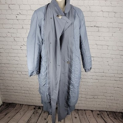 The Totes Coat Blue Belted Removable Insulated Liner Jacket Trench Coat Size 14