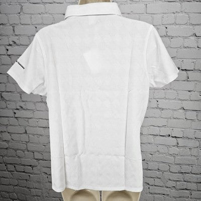 NWT NBC Sports White Diamond Jaquard Short Sleeve Polo Workwear Shirt Large L