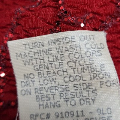 VTG Kathie Lee Cranberry Red Sequin Velvet Short Sleeve Long Dress Large L
