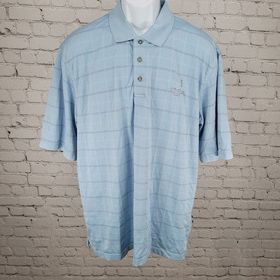 Putter Boy Pinehurst 1895 Blue Striped Performance Golf Polo Shirt Size Large L