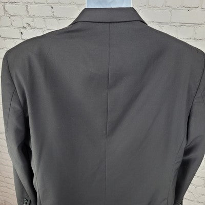 Wilke-Rodriguez Black 100% Wool 2 Button Double Vent Blazer Sport Coat Size 44R