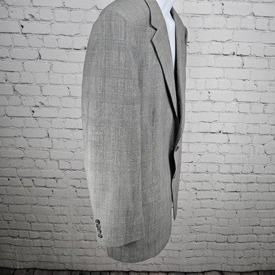VTG Barrister Black White Glen Check 2 Button Notch Blazer Sport Coat USA 42