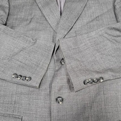 Stafford Grey 100% Wool 3 Button Ventless Notch Blazer Suit Sport Coat 42L