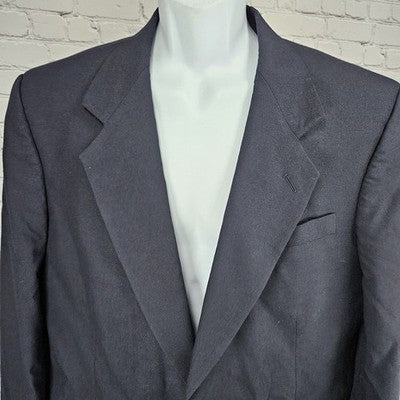 VTG Oscar De La Renta Navy 2 Button Ventless Notch Classic Blazer Sport Coat 42R