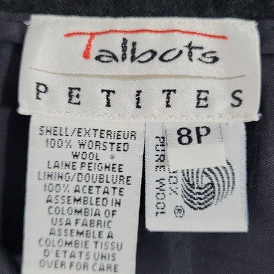 VTG Talbots Grey 100% Worsted Wool High Rise Lined Tapered Pants 8P (26x26)