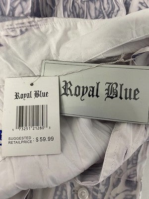 NWT Royal Blue White Blue Textured Long Sleeve Button Up Dress Shirt 2XL