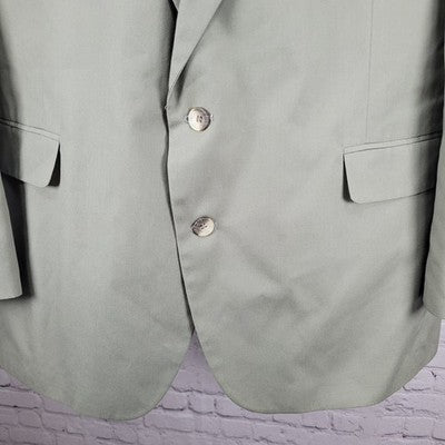 Haggar Gentleman's Closet Green Gray 2 Button Vented Notch Blazer Sport Coat 46