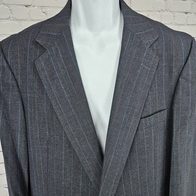 Austin Reed Navy 100% Wool Pinstriped 2 Button Notch Blazer Sport Coat USA 41L