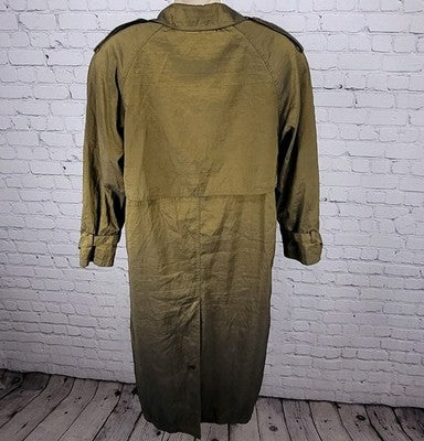 Jones New York Green Sheen Wool Lined Double Breasted Peacoat Trench Coat 8P