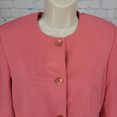 Nicola Pink Buttoned Collarless Lined Formal Suit Jacket Blazer Italy Size 6