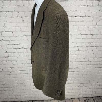 Towncraft Brown Lambswool Herringbone Tweed 2 Button Blazer Sport Coat Size 44R