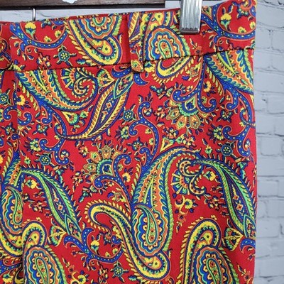 Lauren Ralph Lauren Multicolor Paisley Stretch Mid Rise Tapered Pants 8 (31x29)