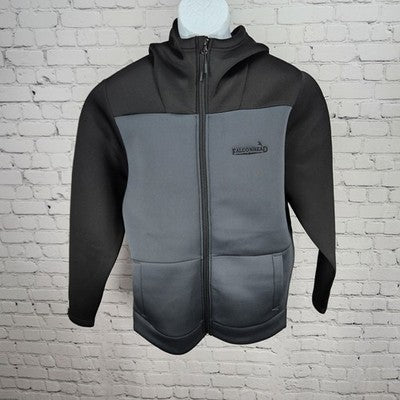 Falconhead Antigua Grey Black Activewear Stretch Full Zip Hooded Jacket Large L