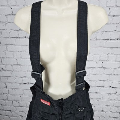 VTG Columbia Black Insulated Zip Snow Ski Winter Bib Pants Medium (28x28) *tear
